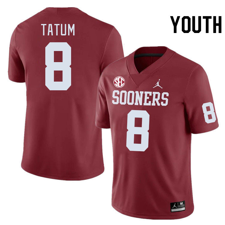 Youth #8 Taylor Tatum Oklahoma Sooners 2024 SEC Conference College Football Jerseys-Crimson